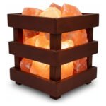 Cube Wooden Basket Himalayan Salt Lamp