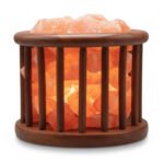 Cylinder Wooden Basket Himalayan Salt Lamp