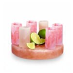 Himalayan Salt 6-Piece Tequila Glass Set with Round Block