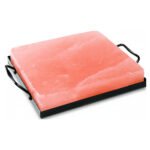 Square Himalayan Salt Cooking Slab with Metal Holder – Natural Grilling & Serving Plate