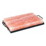 Rectangular Himalayan Salt Cooking Slab with Metal Holder – Natural Grilling & Serving Plate